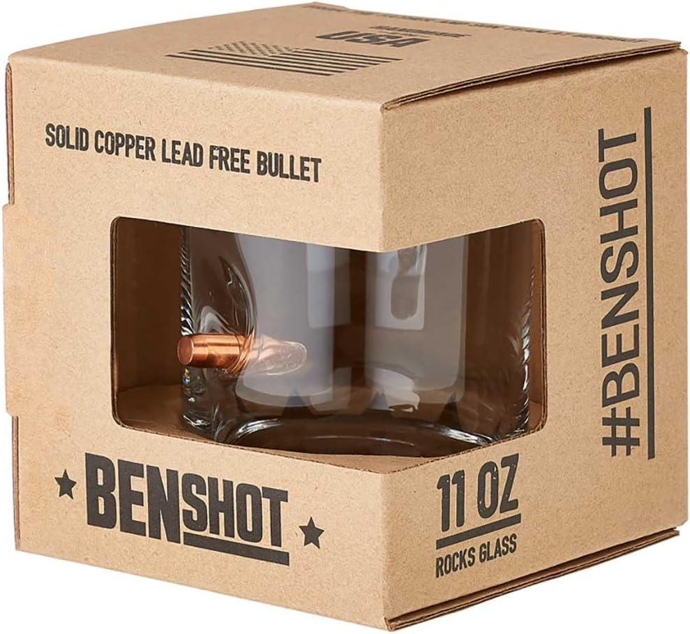 imageBenShot Merica Rocks Glass with Real 308 Bullet 11oz Made in the USA Set of 2