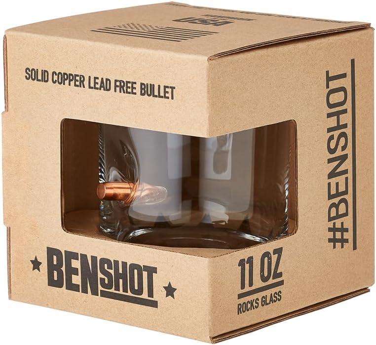 imageBenShot Merica Rocks Glass with Real 308 Bullet 11oz Made in the USA Set of 4
