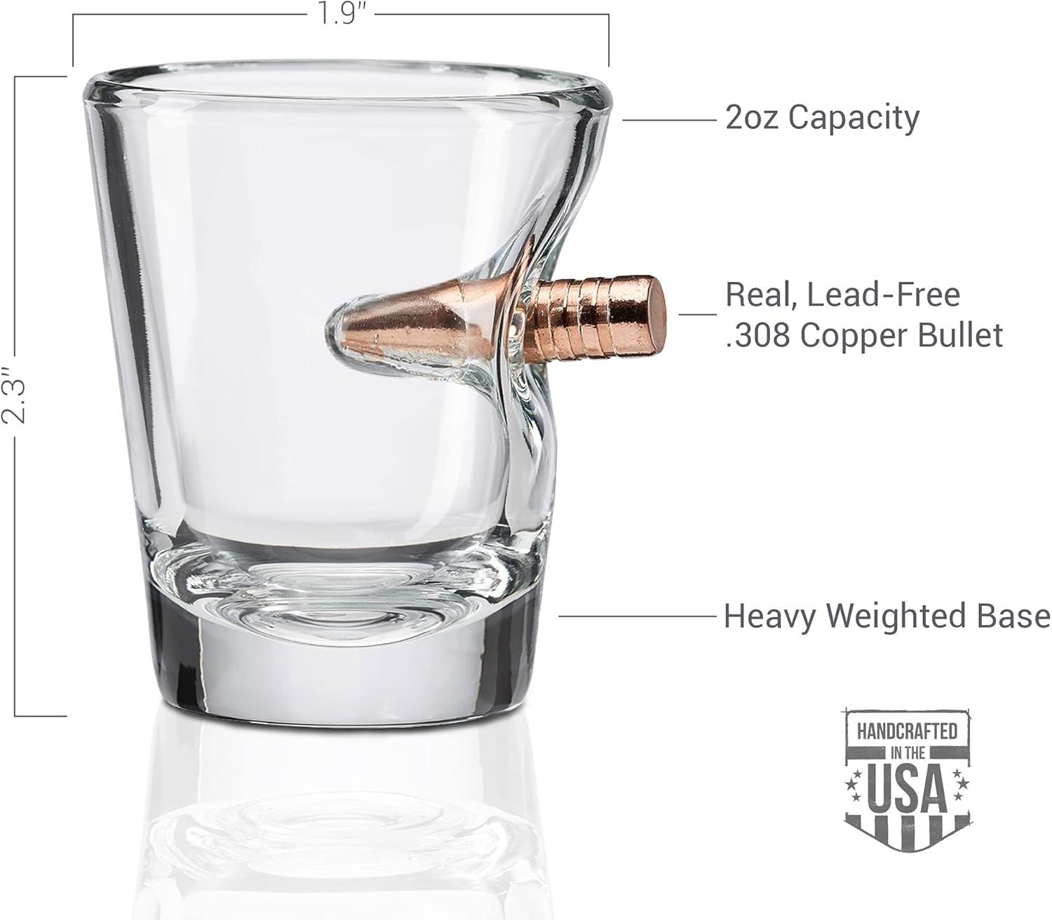 imageBenShot Shot Glass with Real 308 Bullet 2oz Made in the USA