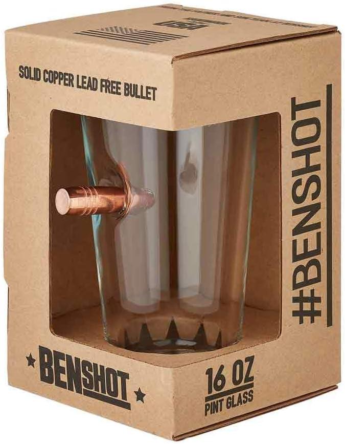 imageBenShot pack of 4 The Original Pint Glass with Real Bullet Made in the USA