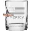 imageBenShot Merica Rocks Glass with Real 308 Bullet  11oz  Made in the USA