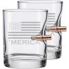 imageBenShot Merica Rocks Glass with Real 308 Bullet  11oz  Made in the USA Set of 2