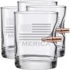 imageBenShot Merica Rocks Glass with Real 308 Bullet  11oz  Made in the USA Set of 4
