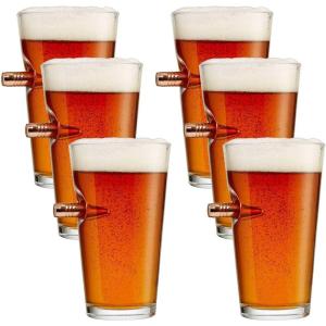 BenShot Pint Glass with Real 0.50BMG Bullet – 16oz | Made in the USA [Set of 6]