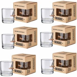 BenShot Rocks Glass with Real .308 Bullet – 11oz | Made in the USA [Set of 6]