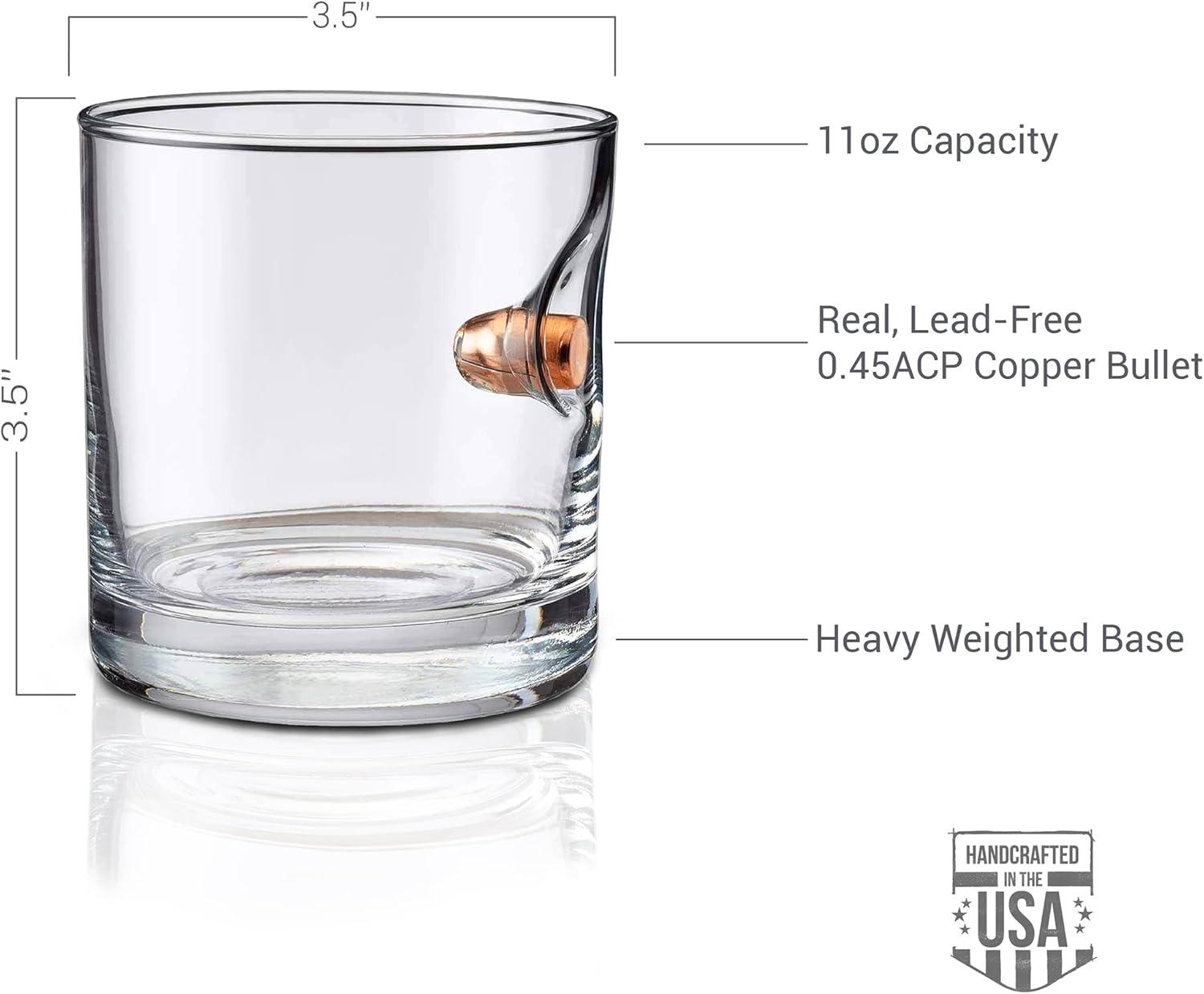 image:imageBenShot Rocks Glass with Real 045ACP Bullet 11oz Made in the USA