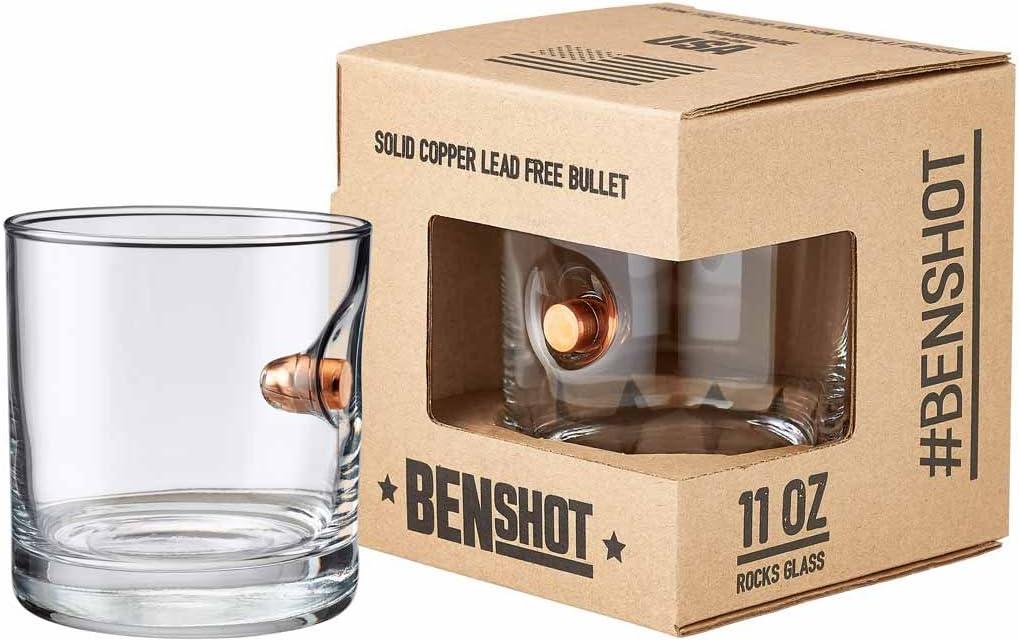 image:imageBenShot Rocks Glass with Real 045ACP Bullet 11oz Made in the USA