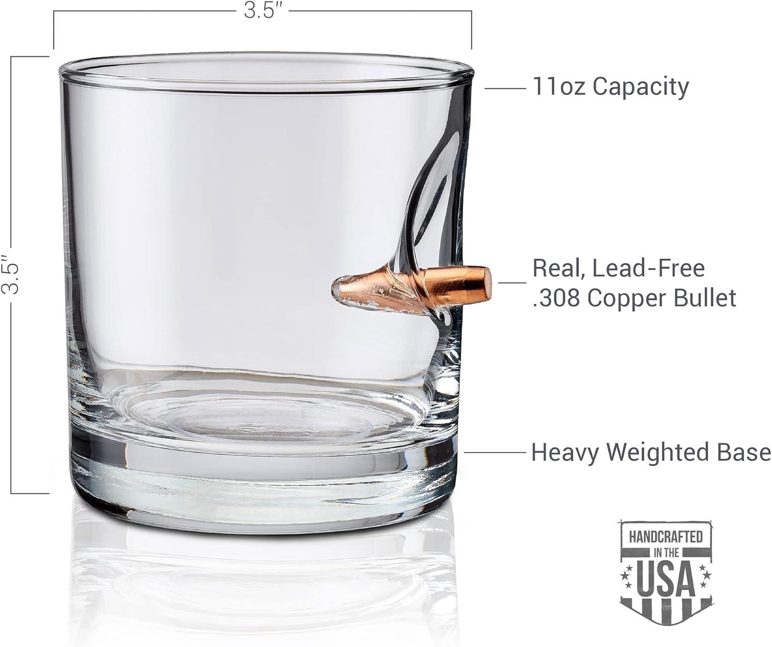 image:imageBenShot Rocks Glass with Real 308 Bullet 11oz Made in the USA Set of 4