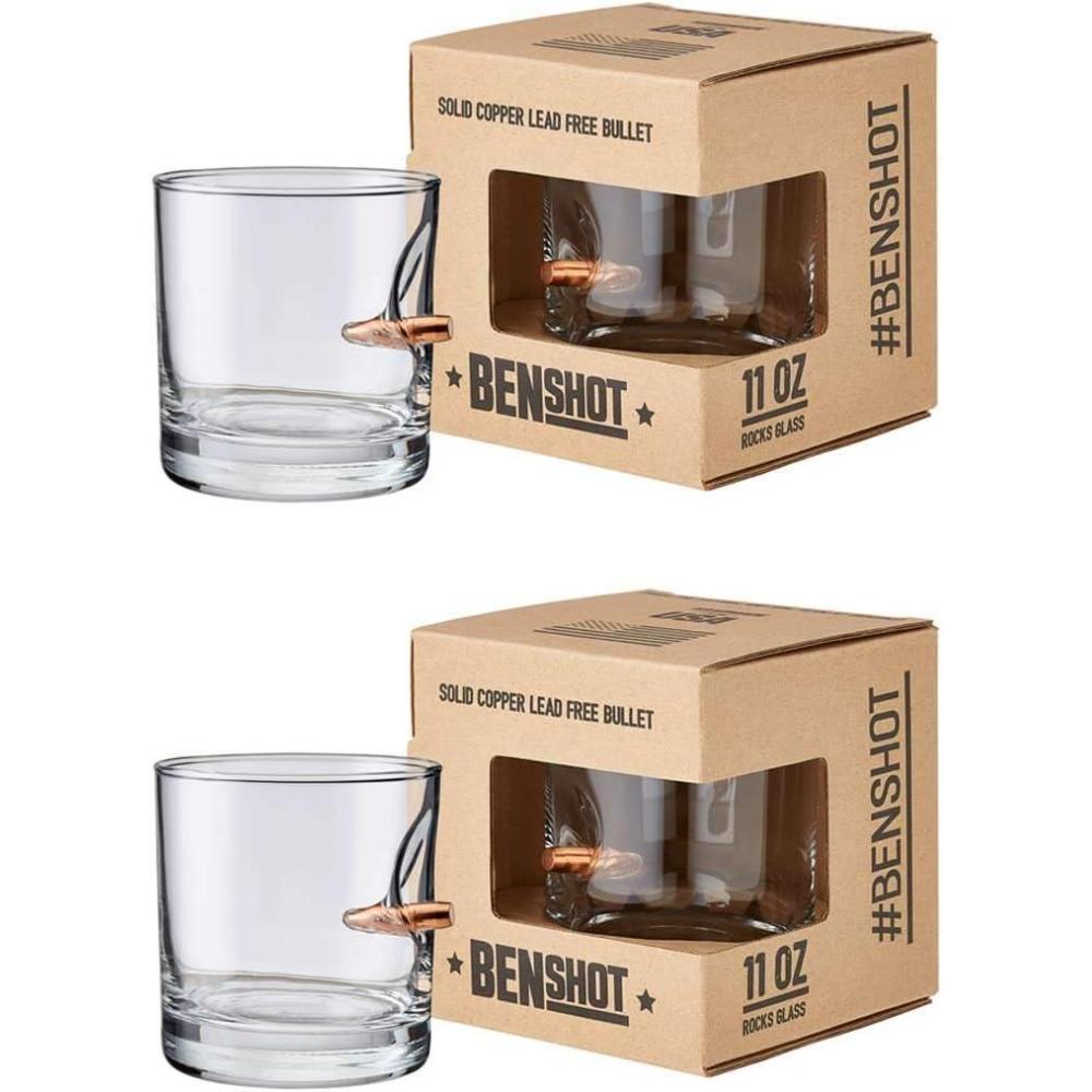 image:imageBenShot Rocks Glass with Real 308 Bullet  11oz  Made in the USA Set of 2
