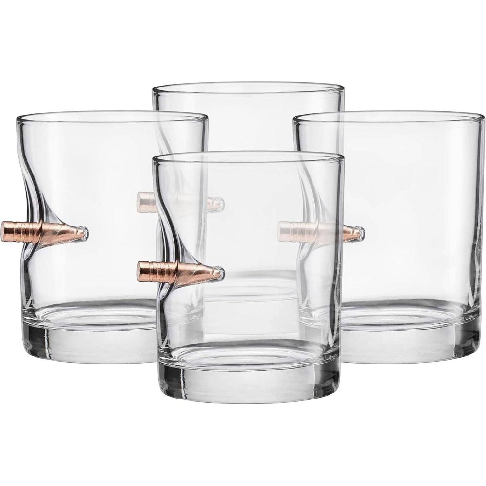 image:imageBenShot Rocks Glass with Real 308 Bullet  11oz  Made in the USA Set of 4