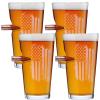 image:imageBenShot US Flag Pint Glass with Real 050BMG Bullet  16oz  Made in the USA Set of 4