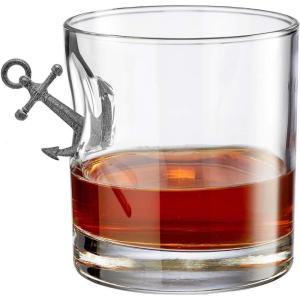 BenShot Anchor Rocks Glass – 11oz – HandCrafted Whisky Tumbler for Sailors and Boating Enthusiasts – Fathers Day or All-American Celebrations(11 Ounces)