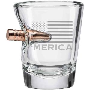 BenShot ‘Merica Shot Glass with Real .308 Bullet – 2oz | Made in the USA [Set of 4]